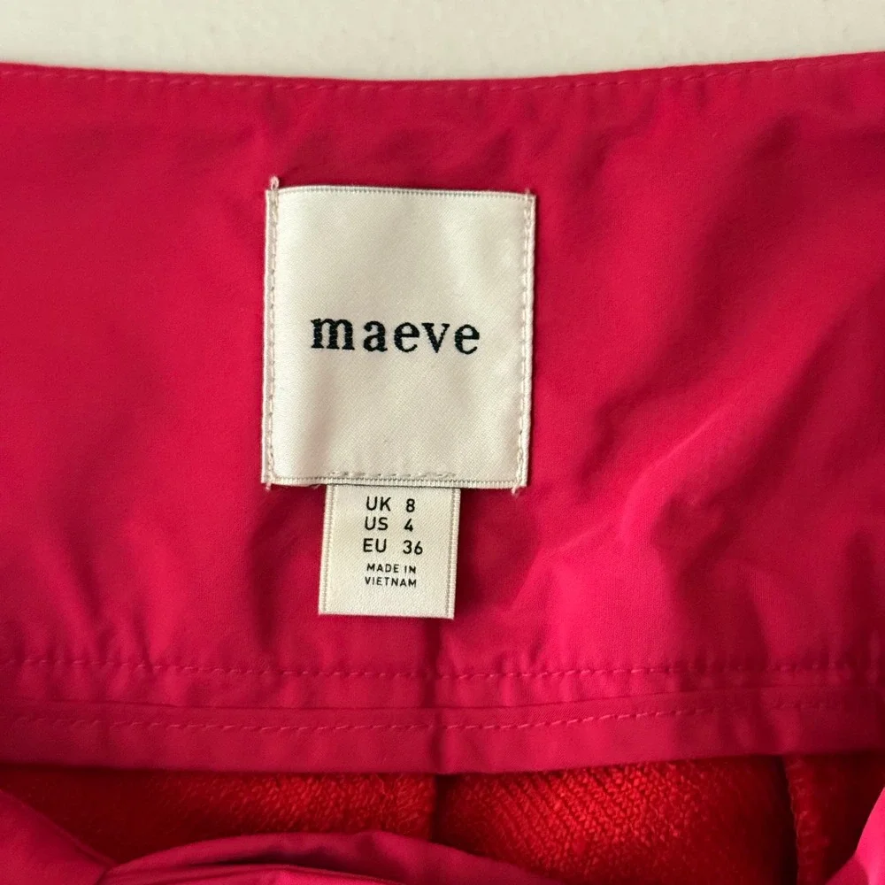 Anthropologie Maeve Paneled Skirty Shorts Red Pink Bow Waist Size 4